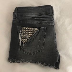 Distressed jean shorts